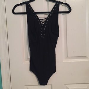 BUNDLE LF laced up bodysuit and Flannel