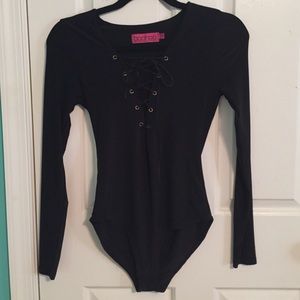 Black laced up bodysuit