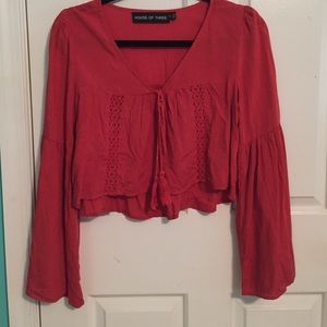 LF boho cropped flared arms top