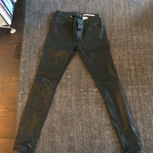 Wax coated black Zara jeans