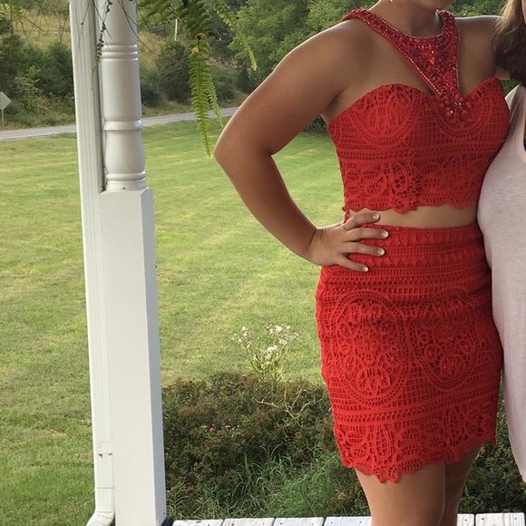Red two piece homecoming dress