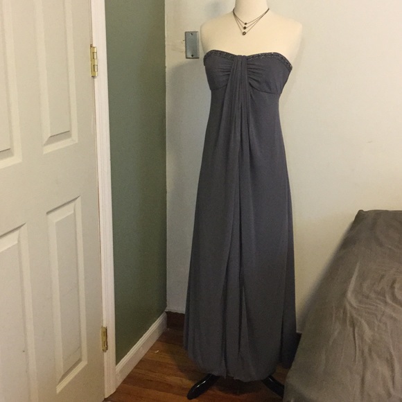 Fog Foil Split A-line Dress with Beading