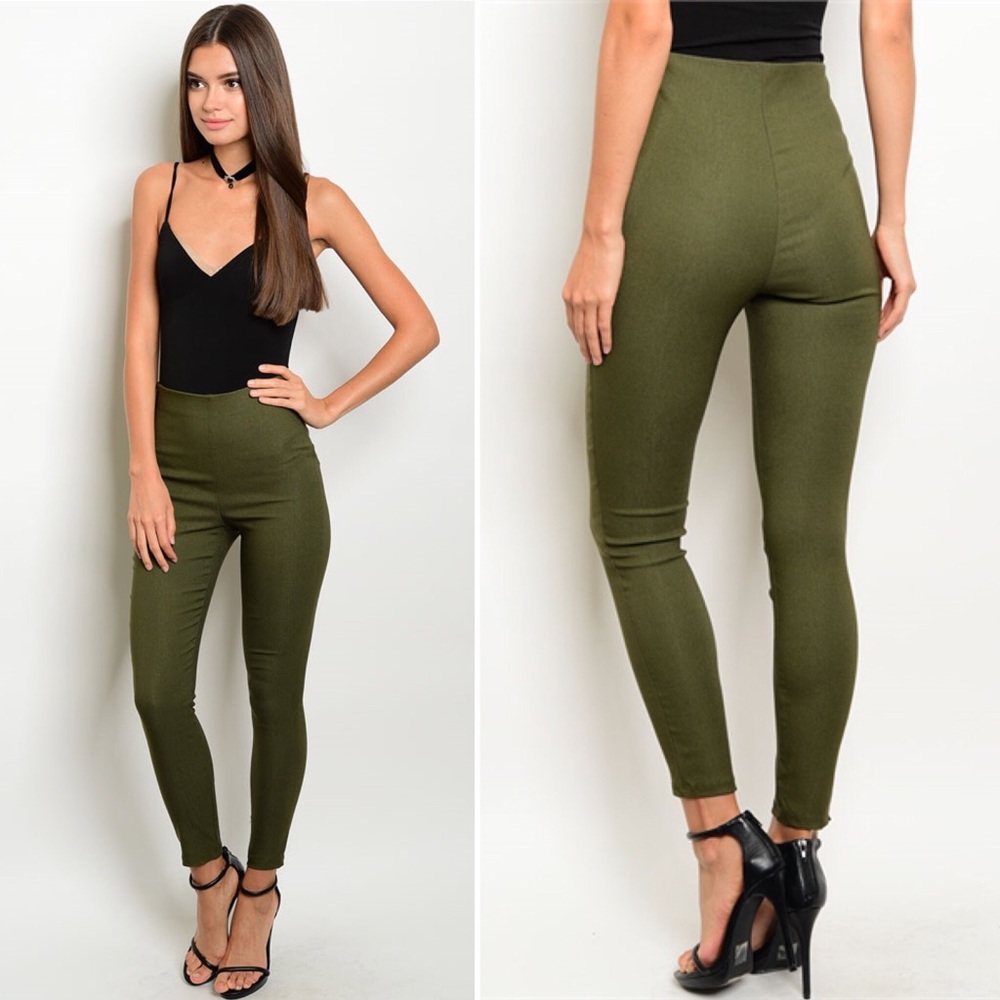 Olive High Waist Skinny Leg Pant
