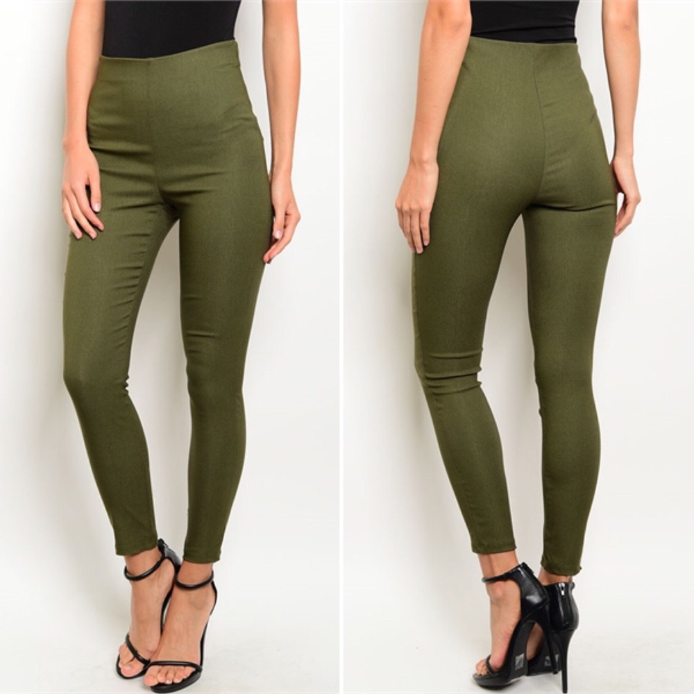 Olive High Waist Skinny Leg Pant - Picture 2 of 8