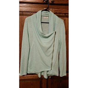 Aqua asymmetrical zip jacket. So cute!