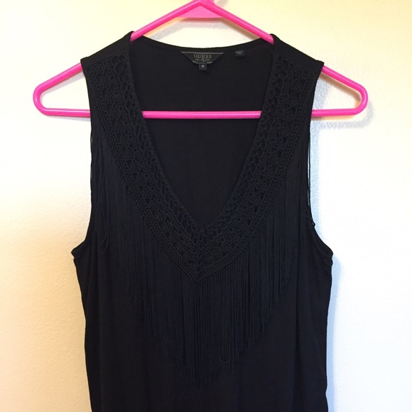 Guess short sleeve top with fringes