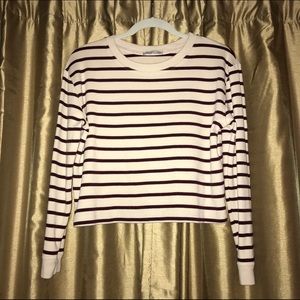 Zara • Striped Crop Long Sleeve Tee