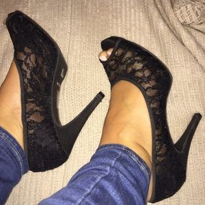 Black Lace Heels