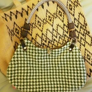 Green and Cream HoundsTooth Handbag