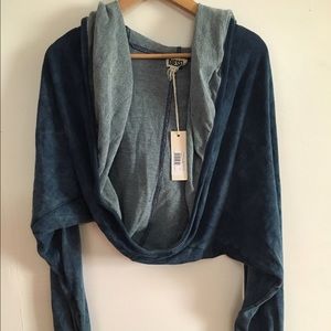 NWT!!Diesel cotton denim hooded cropped jacket