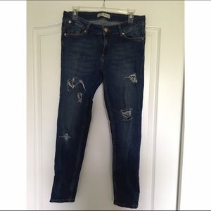Zara dark distressed skinny jeans