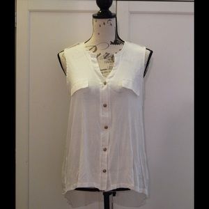 Double Zero Tops - White Sleeveless Blouse Sz M Double Zero Tops - White Sleeveless Blouse Sz M
