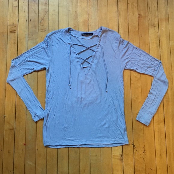 Brandy Melville blue lace-up long sleeve shirt