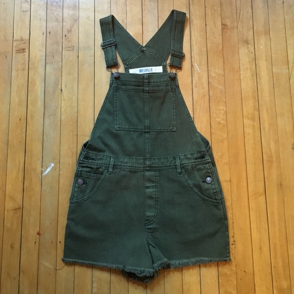 Brandy Melville army green overall shorts