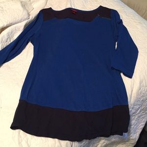 Cobalt blue and navy 3/4 sleeve blouse