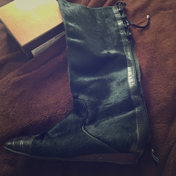 Tall Pony hair and leather boots