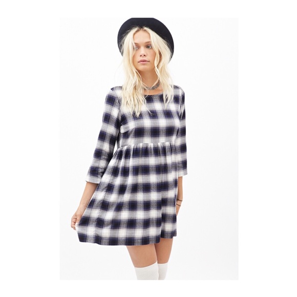 FOREVER 21 BABYDOLL PLAID DRESS