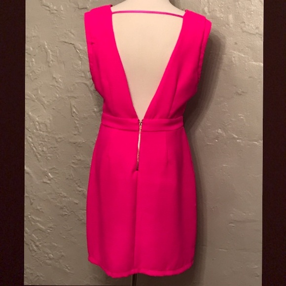 Open back bright pink dress