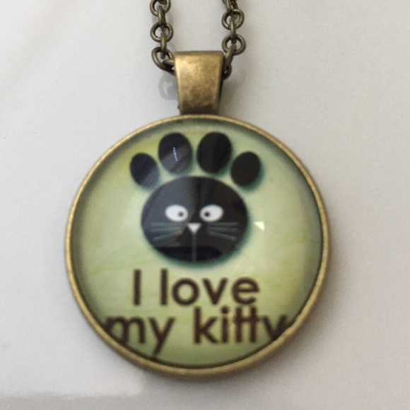 I Love My Kitty" Cabochon Necklace NWT - Picture 3 of 4