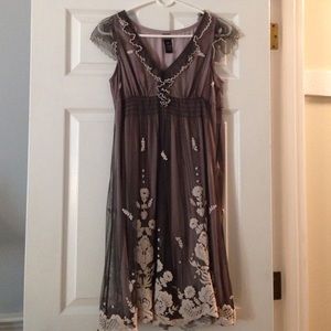 Gray embroidered dress