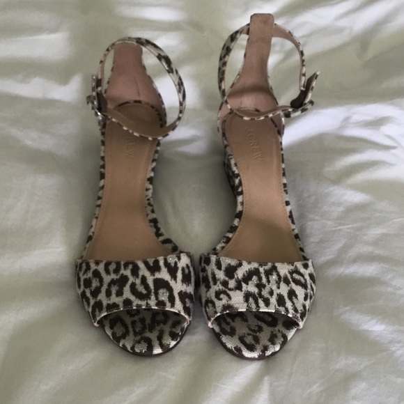 J Crew Wedges Size 8 Leopard - Picture 1 of 4