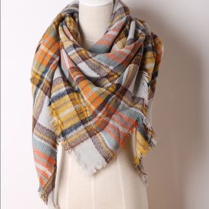 Yellow plaid blanket scarf