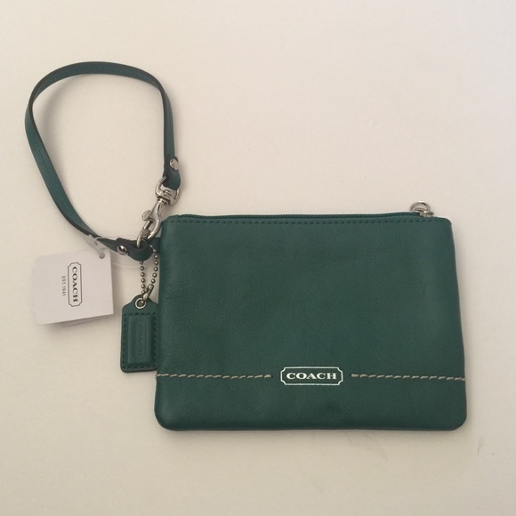 NWT Coach Small green leather wristlet