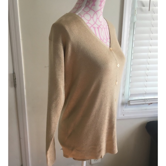 LINDA ALLARAD ELLEN TRACY GOLD SHIMMER TOP - Picture 2 of 4