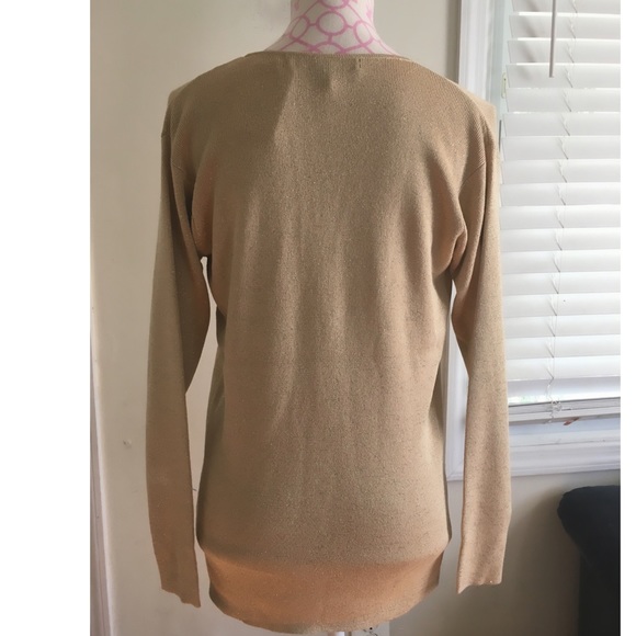 LINDA ALLARAD ELLEN TRACY GOLD SHIMMER TOP - Picture 3 of 4