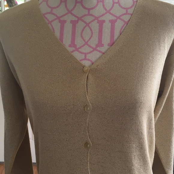 LINDA ALLARAD ELLEN TRACY GOLD SHIMMER TOP - Picture 4 of 4