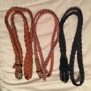 3 small braided belts