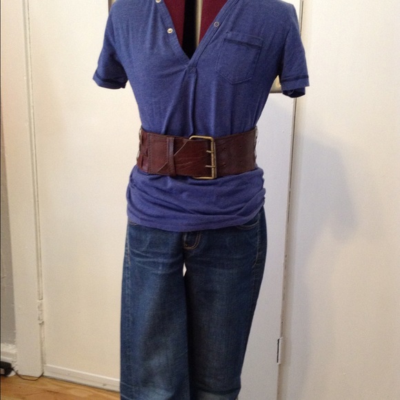 Anthropologie brown leather braided belt.