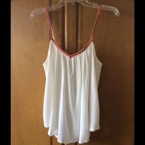 Hem and Thread Embellished Strap Tank