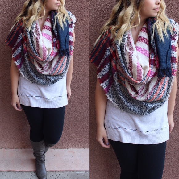 LAST ONE!Soft Oversized Plaid Fringe Blanket Scarf - Picture 3 of 4