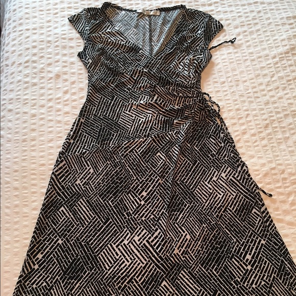 Black and White faux wrap dress