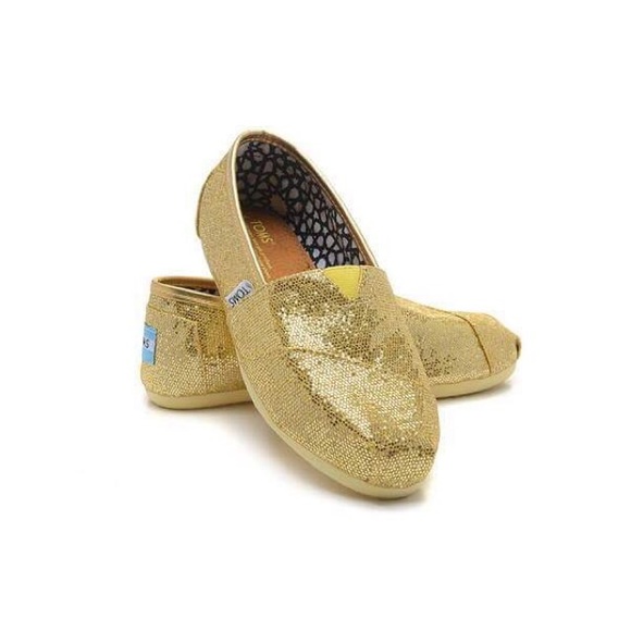 Toms Gold Glitter Flats