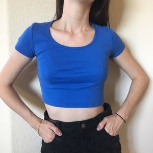 Zara cropped baby tee in 'Saphire Blue'