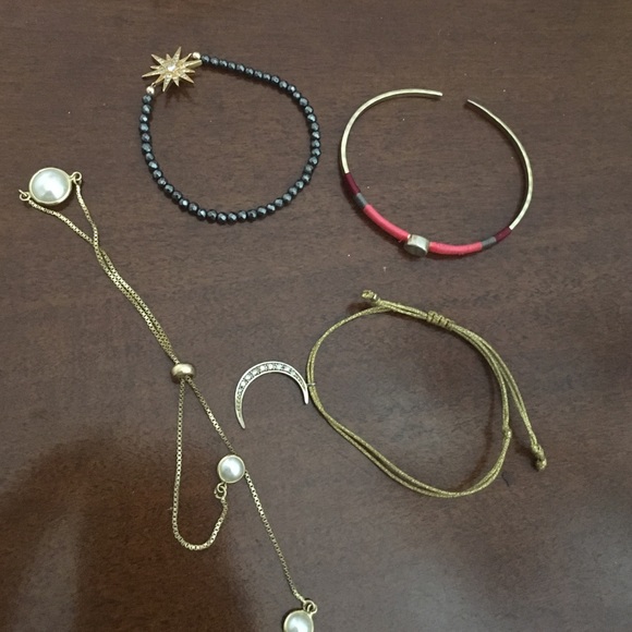 Set 4 gold dipped boho bracelets