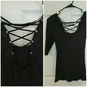 Black Corset Back Top
