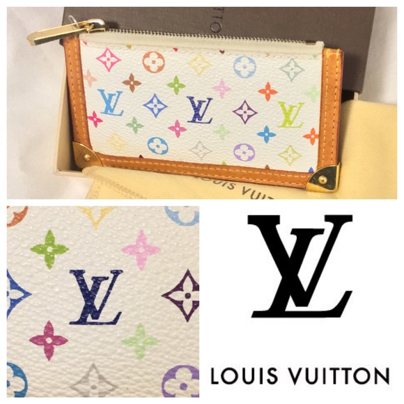 Louis Vuitton White Multicolor Key Chain Wallet