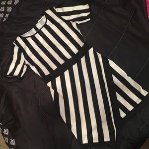 Black and white striped dress