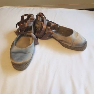 Satin ballet flat style espadrilles