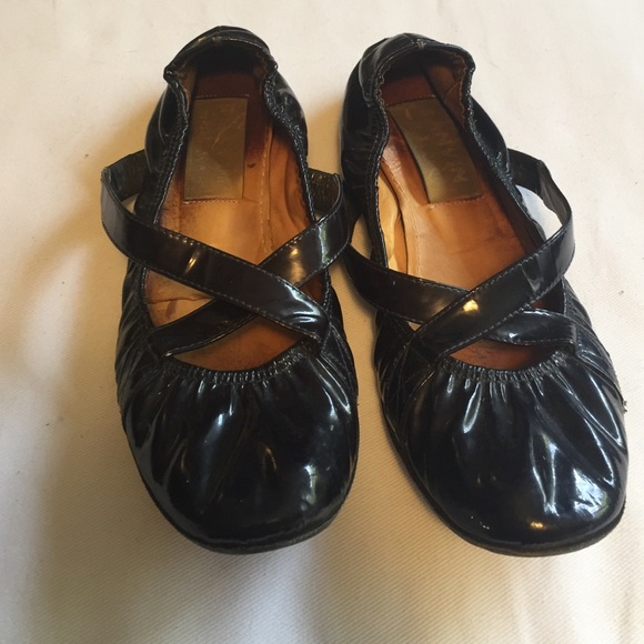 Lanvin black patent leather ballet flats