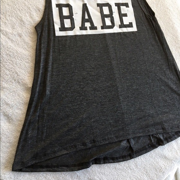 Charcoal gray BABE tank - Picture 3 of 4
