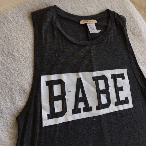 Charcoal gray BABE tank - Picture 4 of 4