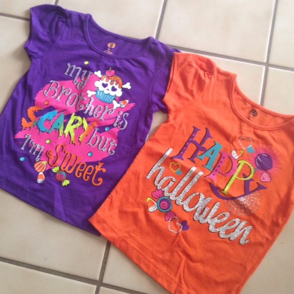 NWT 2pc Bundle Girls Halloween T Shirt Tops