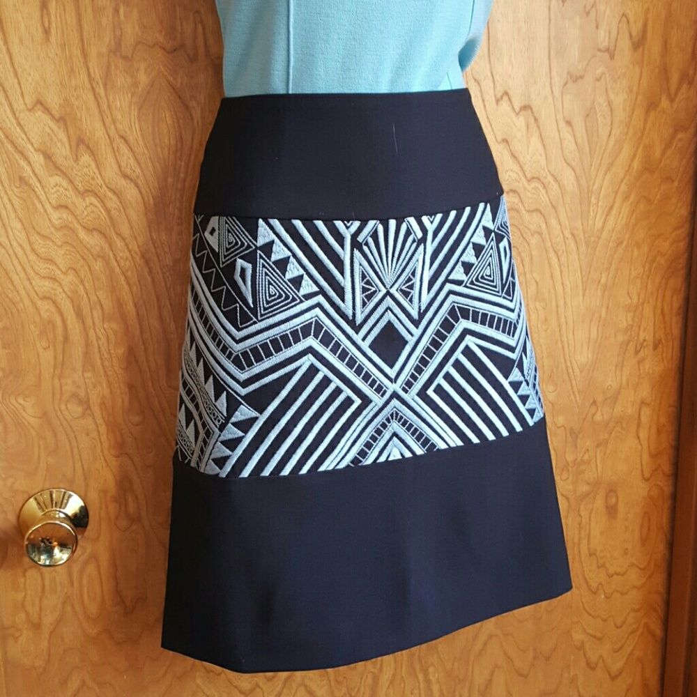 Brown and turquoise fitted skirt