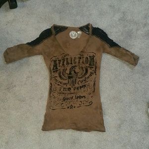 Brown Affliction quarter sleeve TEE