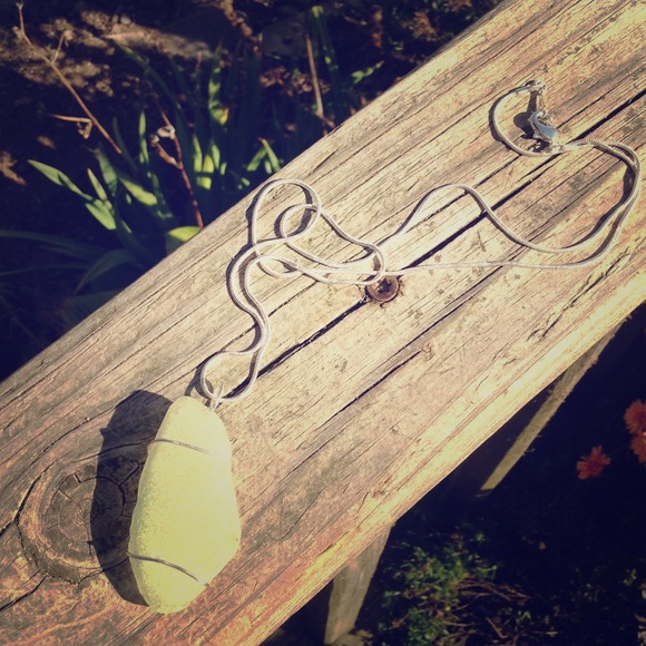 Jewelry - Sea glass wire wrapped necklace