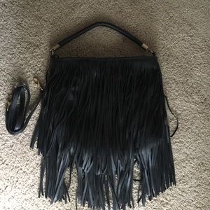 H&M BLACK FRINGE PURSE